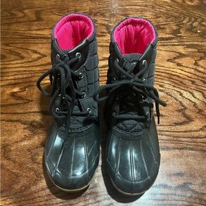 Sperry Saltwater Duck Rain Boot Waterproof Girls 3 Black Used MSRP $75